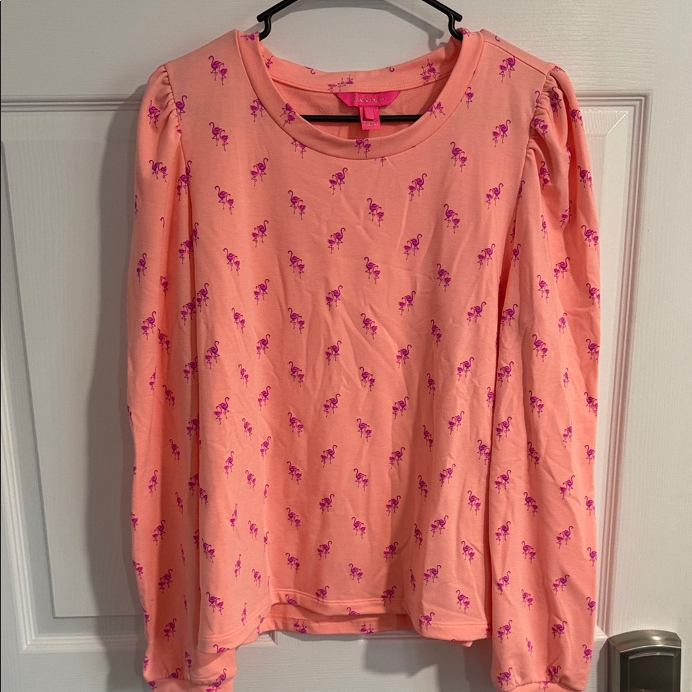 Lilly Pulitzer Pink Flamingo Print Long-Sleeve Women's Top